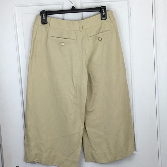 WHBM Wide Leg Linen Capri Pants Size 4 khaki - Picture 4 of 6